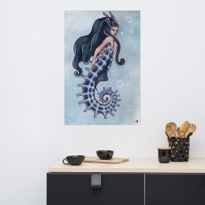 Seahorse Mermaid Poster