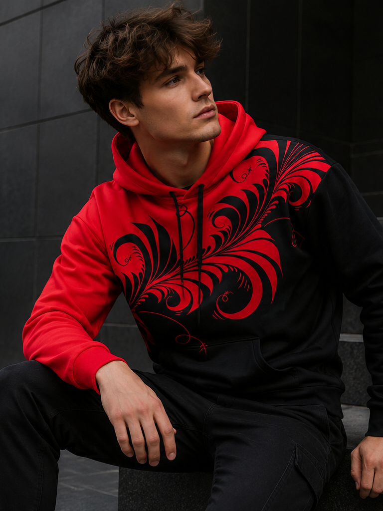 Black/Red Khokhloma Hoodie