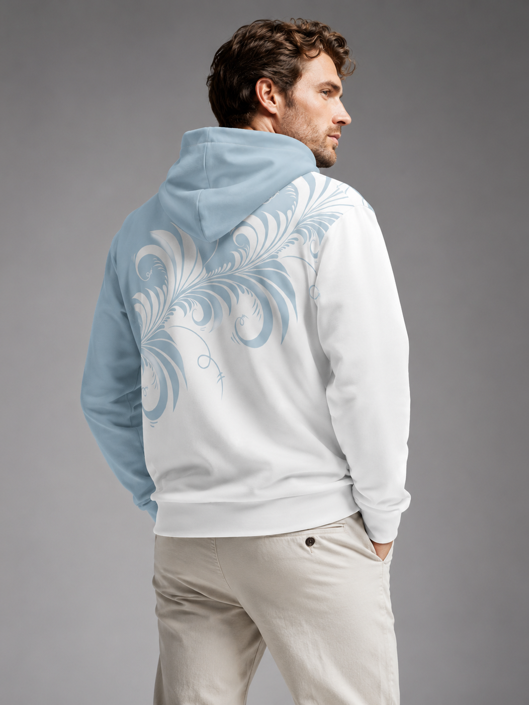 White/Blue Khokhloma Hoodie