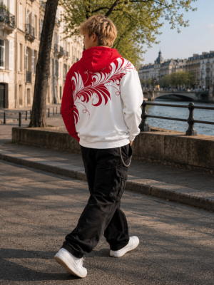 White/Red Khokhloma Hoodie